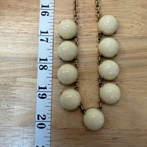 J Crew Cream Bubble Statement Necklace Gold-Tone Chain 18 Inches Adjustable Wome - Picture 7 of 9